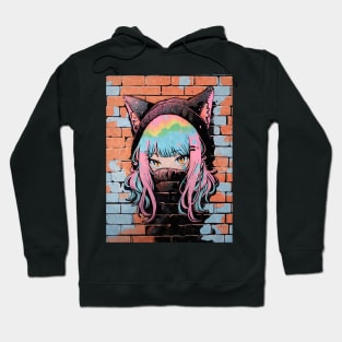 Kawaii Aesthetic Colorful Nekomimi Anime Cat Girl Graffiti Art Style Hoodie